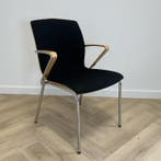 Draber vergaderstoel / stapelbaar,  zwart/hout en chroom