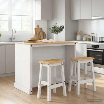 vidaXL Keuken eiland set 3 st Wit en Honingwas 112 x 77 x, Huis en Inrichting, Verzenden, Nieuw
