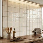 Wandtegel Equipe Handvorm Ritmo Pearl Creme Glans 10x10, Doe-het-zelf en Bouw, Nieuw, Minder dan 20 cm, 10 m² of meer, Wandtegels