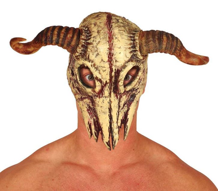 Masker Schedel Hoorns, Hobby en Vrije tijd, Feestartikelen, Nieuw, Verzenden