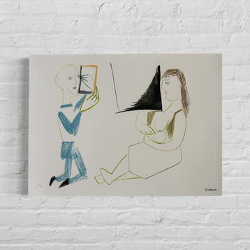 Pablo Picasso Clown en naakte vrouw 1954 Lithografie Arches