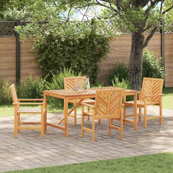 vidaXL Tuin Eettafel Set 5 st Bruin Massief Acacia Hout, Jardin & Terrasse, Verzenden