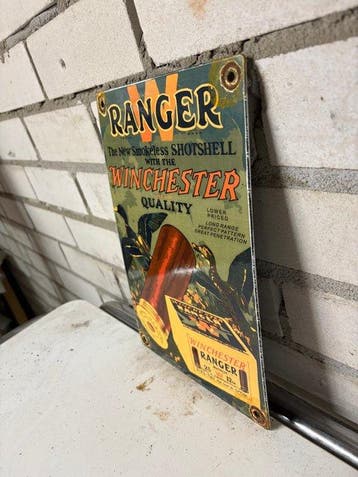 Winchester Ranger emaille reclamebord – jachtpatronen -, Antiek en Kunst