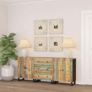vidaXL 3 st Dressoir massief gerecycled hout, Verzenden, Nieuw
