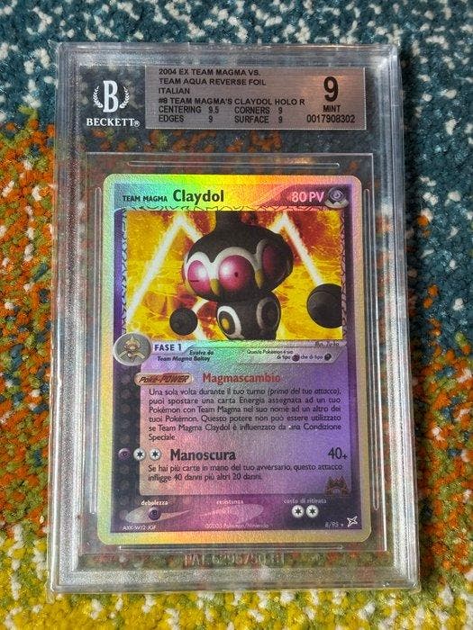 Pokémon - 1 Graded card - Claydol 8/95 Foil - Beckett 9 - EX, Hobby en Vrije tijd, Verzamelkaartspellen | Pokémon