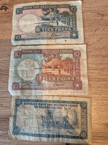 Belgisch-Congo. - 3 banknotes - various dates (Zonder