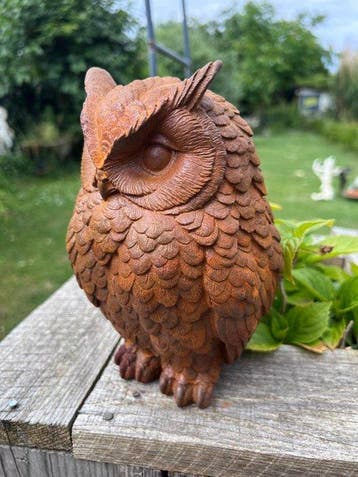 Decoratief ornament - Europa - Gietijzeren uil beeld, Antiek en Kunst