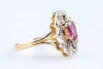 Ring - 18 karaat Geel goud, Witgoud - 0.47ct. tw. Robijn -, Nieuw