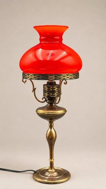 Tafellamp - Messing, Glas