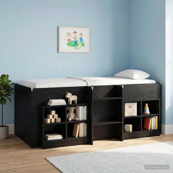 vidaXL Bedkast met plank 2 st Zwart eiken 66 x 33 x 48 cm, Verzenden