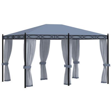 vidaXL Prieel met horren 3x4 m staal antraciet, Verzenden