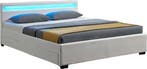 2dekans | Juskys Gestoffeerd bed - 140 x 200 cm - Wit - LED, Ophalen of Verzenden, Nieuw