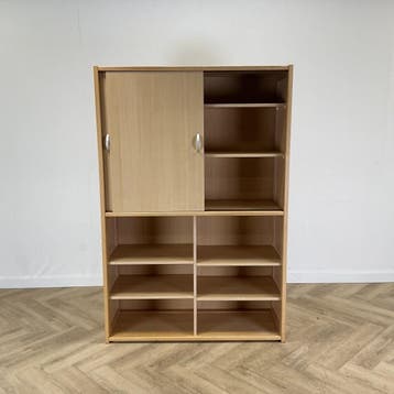 Klassehout half open kast met boven schuifdeuren (hxbxd), Huis en Inrichting, Gebruikt