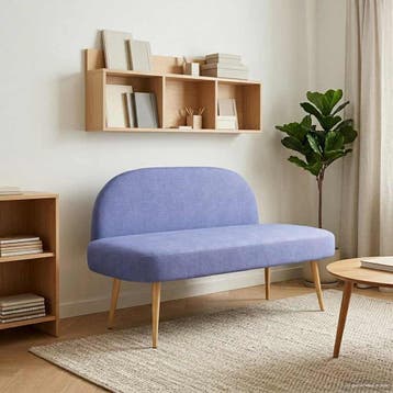 vidaXL Gevuld bankje met rugleuning Spijkerblauw 110 x 60 x, Huis en Inrichting, Verzenden, Nieuw