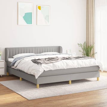 vidaXL Boxspring met matras stof lichtgrijs 180x200 cm, Verzenden, Nieuw
