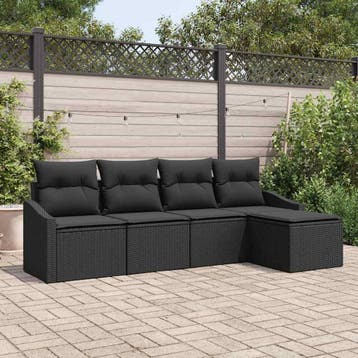 vidaXL Bankstel 5 st Zwart poly rattan, Verzenden