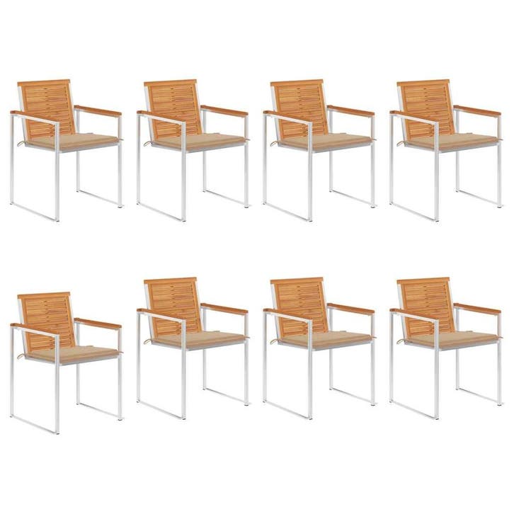 vidaXL Tuinstoelen 8 st met kussens massief acaciahout, Tuin en Terras, Tuinstoelen, Nieuw, Verzenden