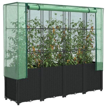 vidaXL Verhoogde plantenbak met kashoes rotanlook 160x40x153, Verzenden