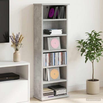 vidaXL CD Kast Betongrijs 60 x 17 x 92 cm Bewerkt hout, Huis en Inrichting, Verzenden, Nieuw