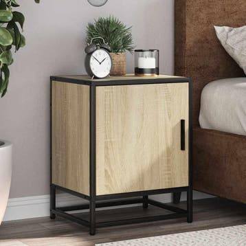 vidaXL Nachtkastjes 2st 40x31x50cm bewerkt hout en metaal, Verzenden