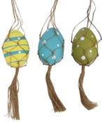 Macramé eihangers Blauw mix handmade 3 stuks, Nieuw