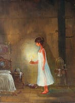 Gino Giordano (1924–1985) - Fanciulla con Candela, Antiek en Kunst