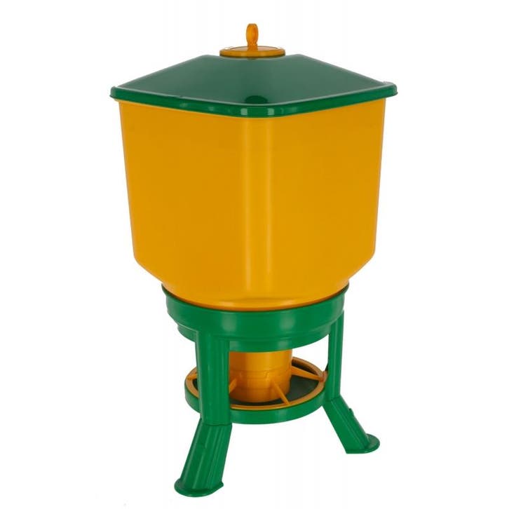 Voederautomaat 30l met standvoetjes geel groen - kerbl, Animaux & Accessoires, Volatiles | Accessoires