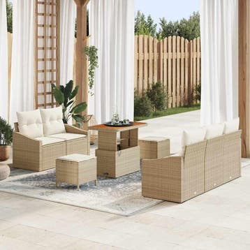 vidaXL Tuinbank Set 8 st Beige poly rattan, Verzenden