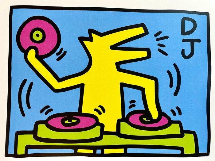 Keith Haring - Untitled (DJ) 1983, Antiquités & Art, Antiquités | Meubles | Chaises & Canapés