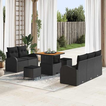 vidaXL Tuinbank Set 8 st 7-Aantal zitplaatsen Zwart, Verzenden, Nieuw