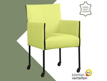 Leren eetkamerstoel More - Toledo Lime (felgroen) - Poten, Huis en Inrichting, Overige kleuren, Bohemian, Industrieel, Modern, Scandinavisch
