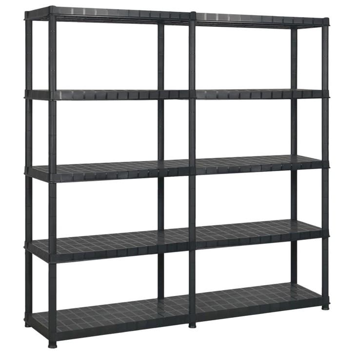 vidaXL Opbergrek 5-laags 170x40x185 cm kunststof zwart, Huis en Inrichting, Kasten | Stellingkasten, Nieuw, Verzenden
