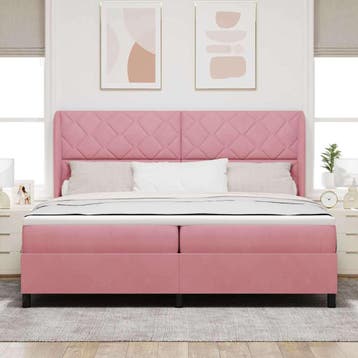vidaXL Boxspring bed met hoofdeinde Roze 200 x 200 cm, Verzenden, Nieuw