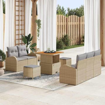 vidaXL Tuinbank Set 8 st 7-Aantal zitplaatsen Beige en, Verzenden, Nieuw