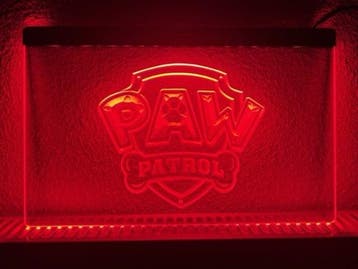 Paw patrol pawpatrol neon bord lamp LED verlichting *ROOD*, Verzenden, Nieuw
