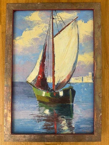 Rajko Tomi (1905-1988) - Sailing Boat in Harbour