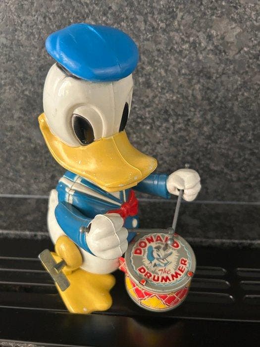 Marx - Donald Duck The Drummer - Disney - Opwindbaar blikken, Antiek en Kunst, Antiek | Speelgoed