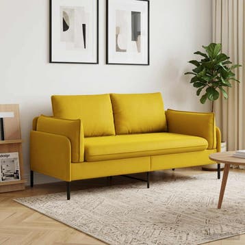 vidaXL 2-Zits Sofa 2-zits Geel 188 x 81 x 89 cm fluweel, Huis en Inrichting, Verzenden, Nieuw
