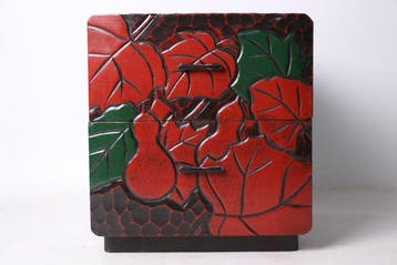 Ladekast - Hout - Japan - Kalebassen-snijwerk, Deel Twee