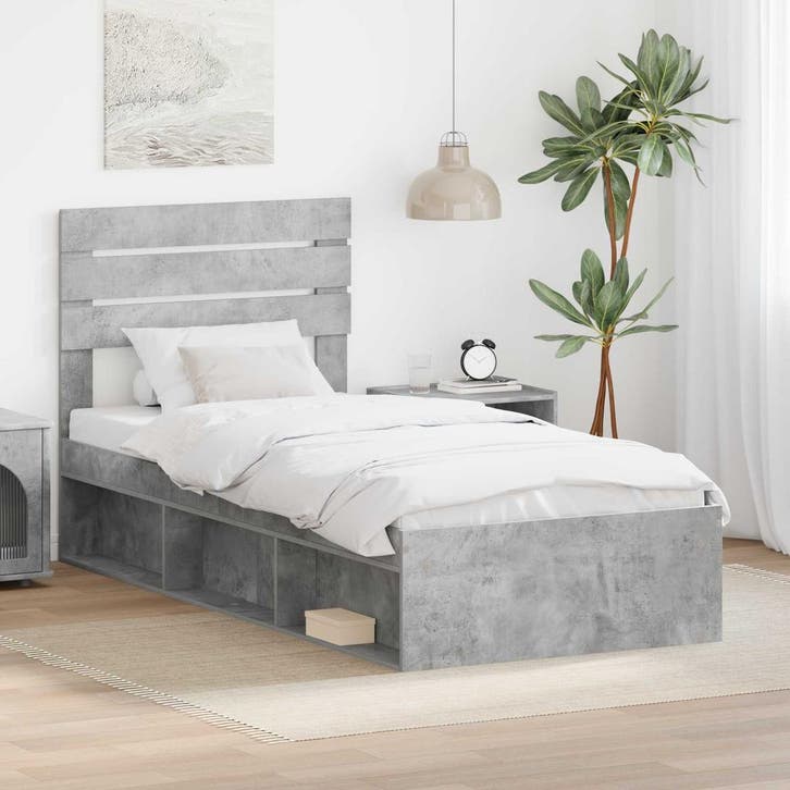 vidaXL Bedframe Betonnen Grijs 75 x 190 cm Massief, Huis en Inrichting, Slaapkamer | Bedden, Nieuw, Verzenden