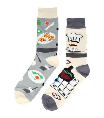 Sokken Katoen - Culinaire Print - Grijs - Maat 38-45, Nieuw
