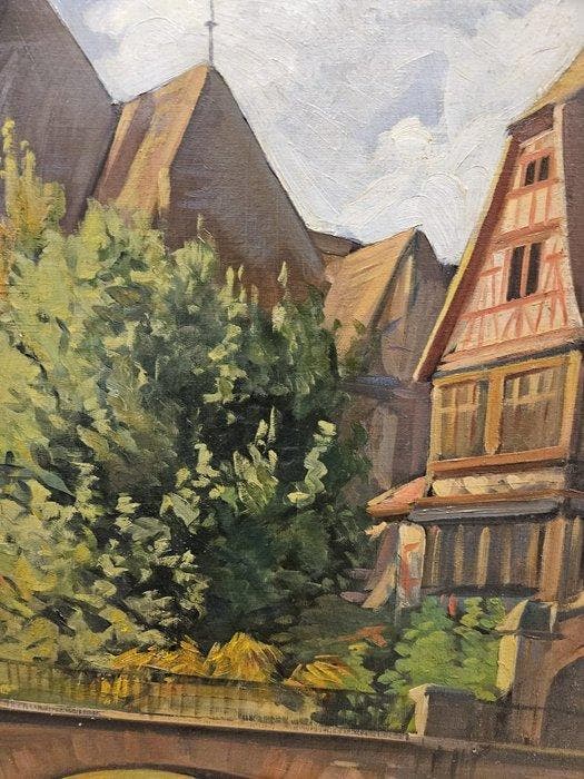 Franse school (XX) - NO RESERVE - Vista del canal, Antiek en Kunst, Kunst | Schilderijen | Klassiek