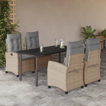 vidaXL 5-delige Tuinset met kussens poly rattan gemengd, Verzenden, Nieuw, Tuinset
