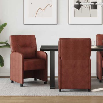 vidaXL Eetkamerstoelen met wielen 2 st Kunstleer Glanzend, Maison & Meubles, Chaises, Verzenden