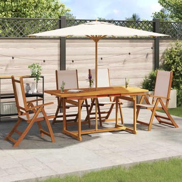 vidaXL 5-delige Tuinset massief acaciahout en textileen, Verzenden, Tuinset