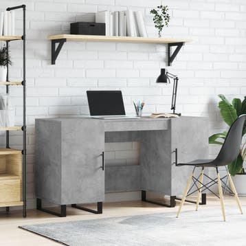 vidaXL Bureau 140x50x75 cm bewerkt hout betongrijs, Verzenden, Nieuw