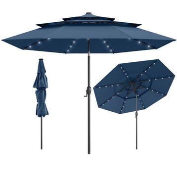2dekans | Coast Parasol met Solar LED – 3-Laagse, Tuin en Terras, Ophalen of Verzenden, Nieuw