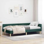 vidaXL Hoek Bed Frame Donkergroen 90 x 190 cm Stof, Huis en Inrichting, Slaapkamer | Bedden, Verzenden, Nieuw
