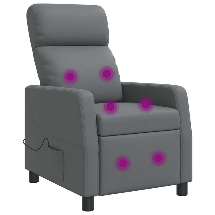 vidaXL Massage Relaxstoel Grijs Kunstleer, Maison & Meubles, Fauteuils, Envoi