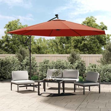 vidaXL Zweefparasol met LED-verlichting 350 cm, Verzenden, Nieuw